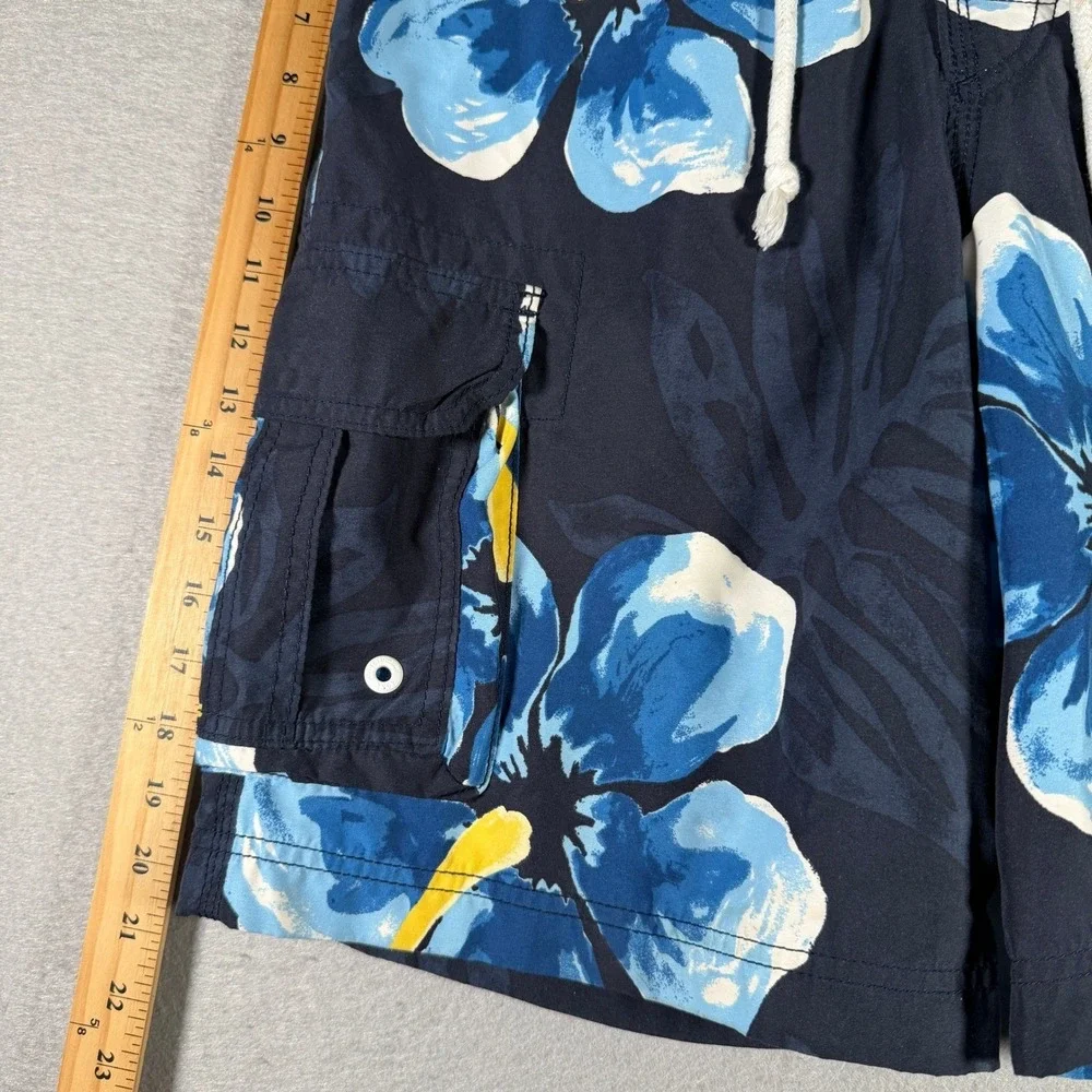 Vintage Abercrombie & Fitch XL Navy Blue Hibiscus Floral Cargo Board Shorts